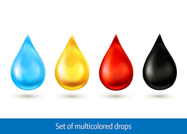 Set of multicolored drops