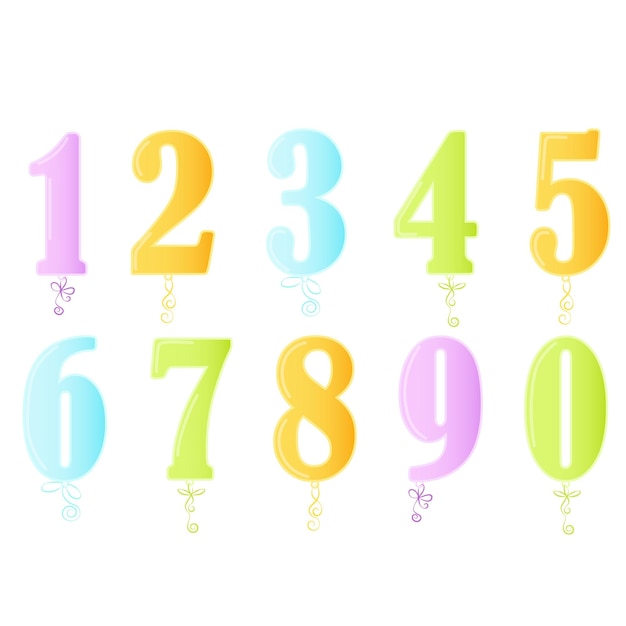 Set of multicolored numbers of balls 