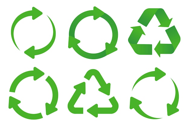 Set Of Multiple Green Recycle Signs