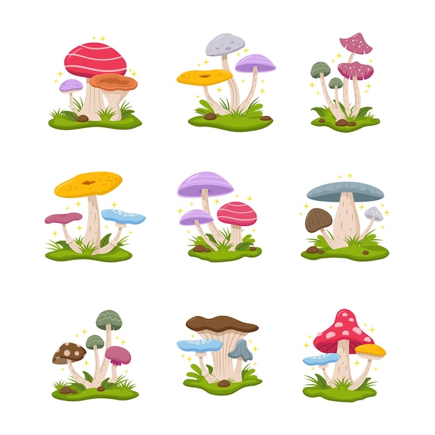 Set of mushroom illustration vector