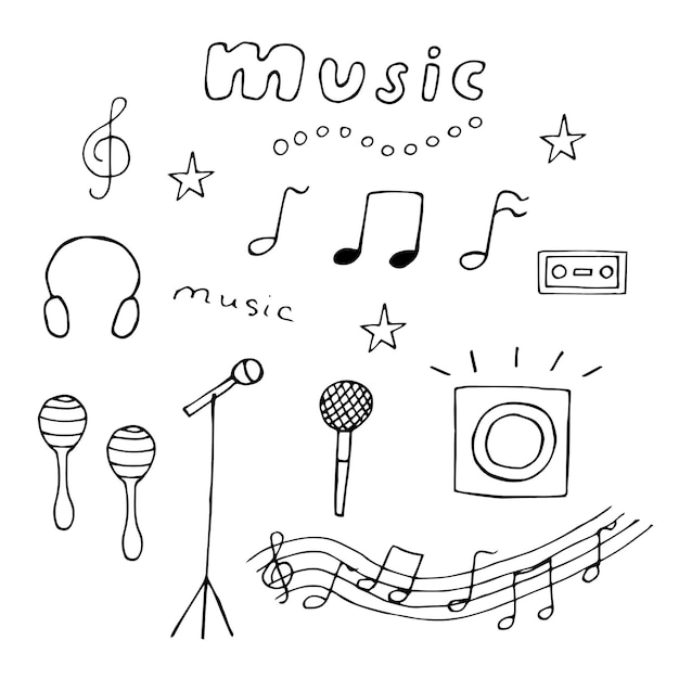 Set of music vector illustration hand drawing doodles