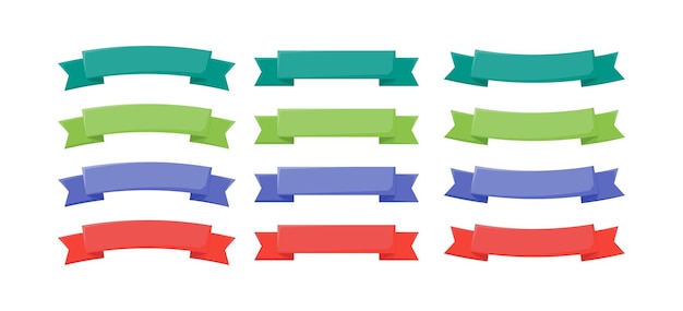 Set of narrow color ribbons in flat