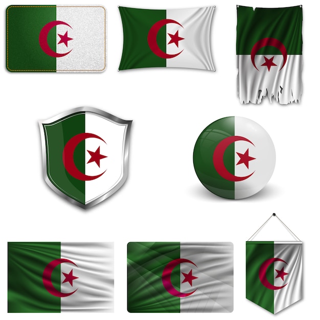 Set of the national flag of Algeria