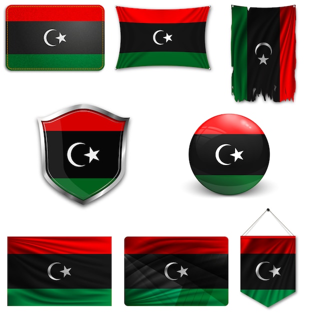 Set of the national flag of Libya