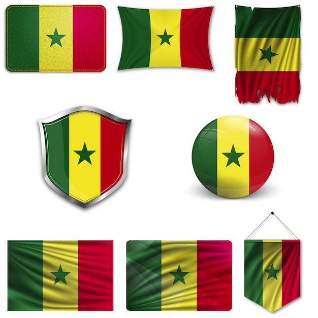 Set of the national flag of Senegal