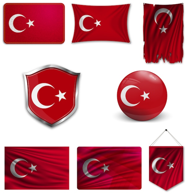 Set of the national flag of Turkey