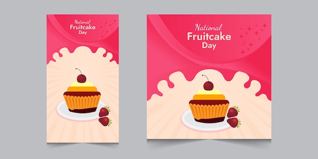 Set of national fruitcake day month instagram post and stories for marketing or promotion vector