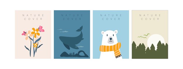 Vector set of nature cover template design