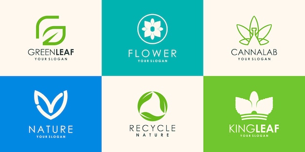 Set of nature logo design template, leaf combined.