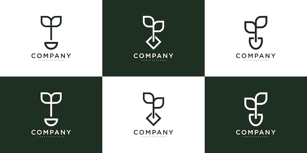 Set of nature logo with combination of leaves Premium Vector