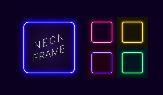 Set of neon frames with rounded corners