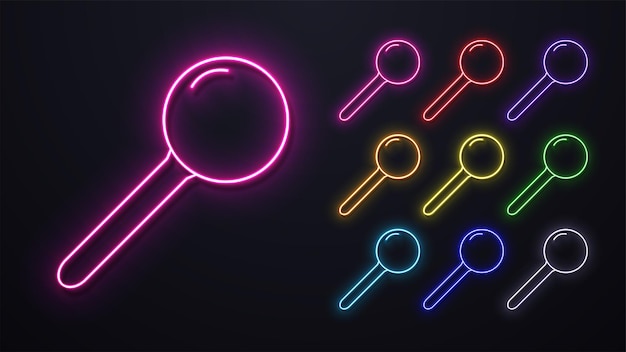 A set of neon magnifying glasses Bright and colorful magnifier