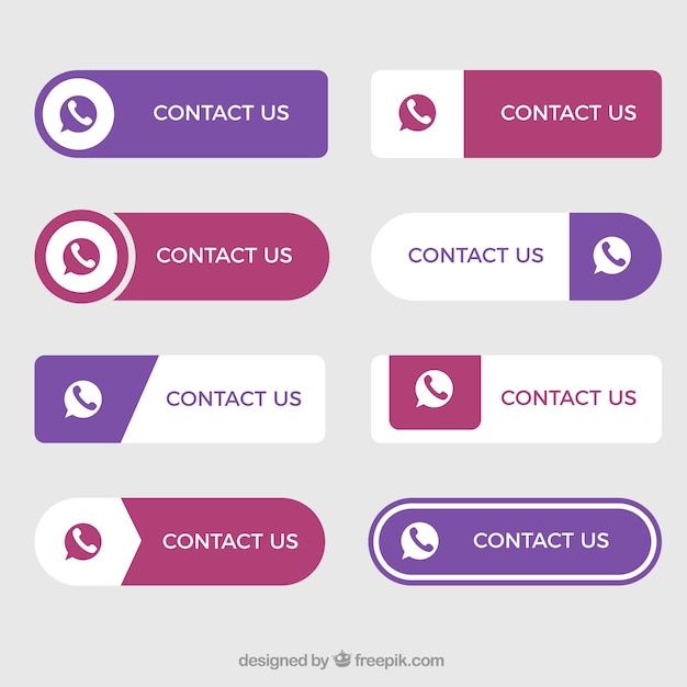 Set of nice contact buttons in flat design