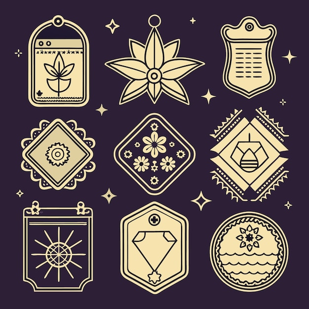 Vector set of nine minimalist badges