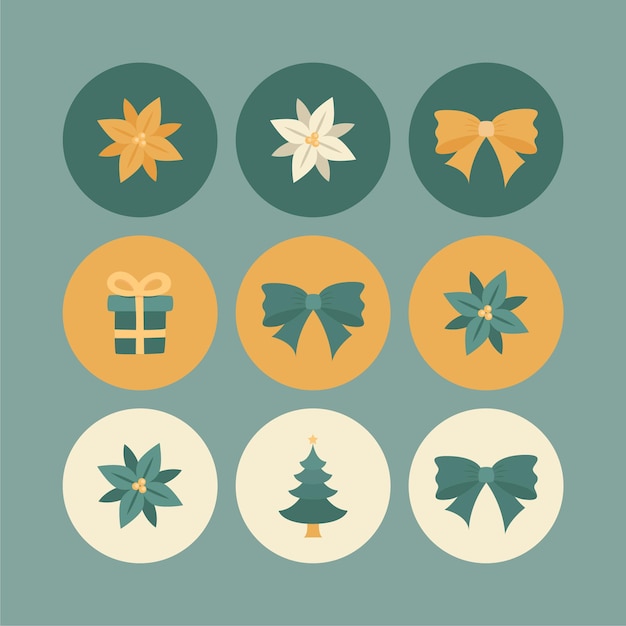 Set of nine round Christmas stickers