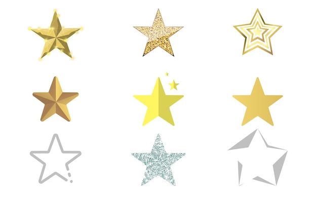 Set of nine stars in different style