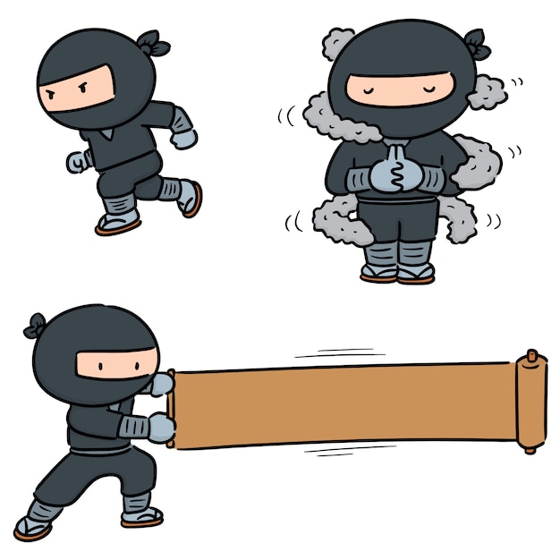 Vector set of ninja