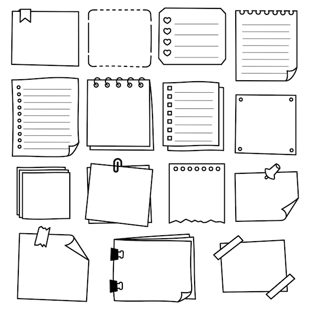 set of note paper vector