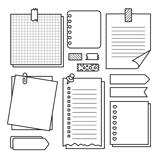 set of note paper vector