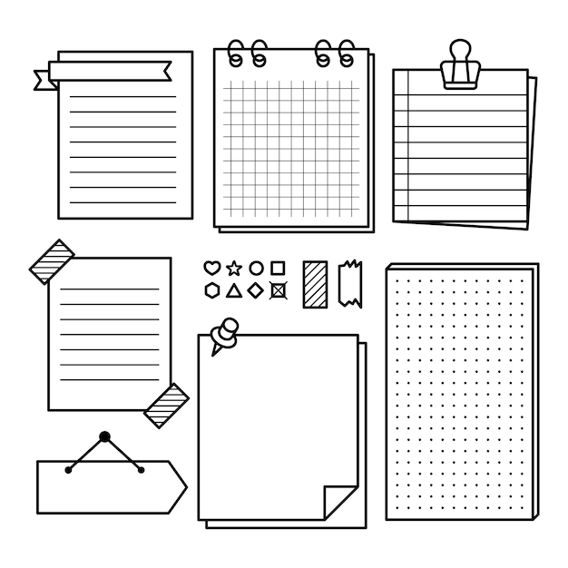 set of note paper vector