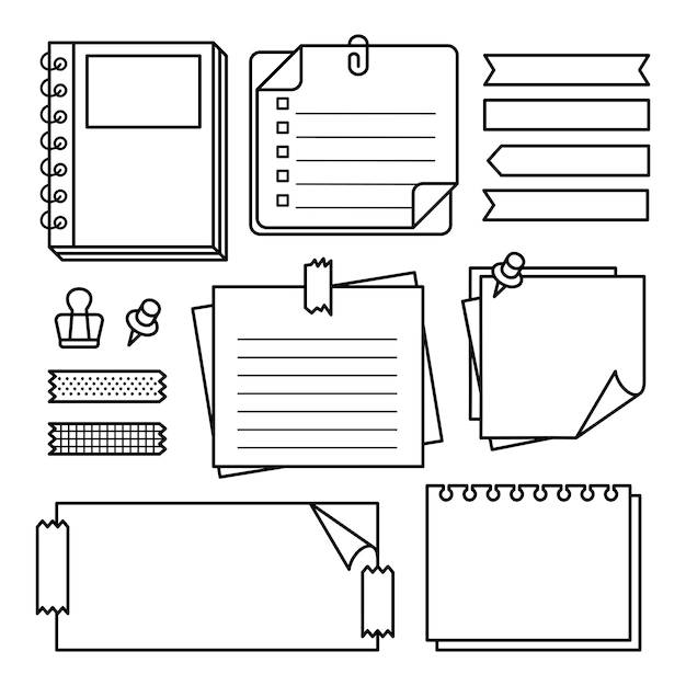 Vector set of note paper vector