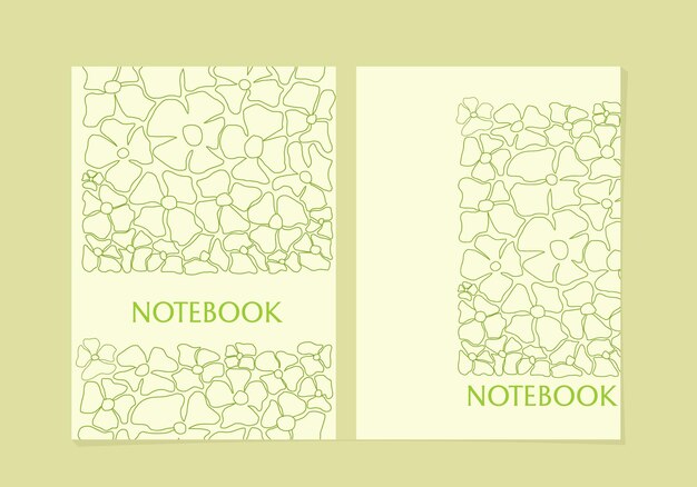 set of notebook designs with hand drawn flowers.beautiful and cute background design.For cover