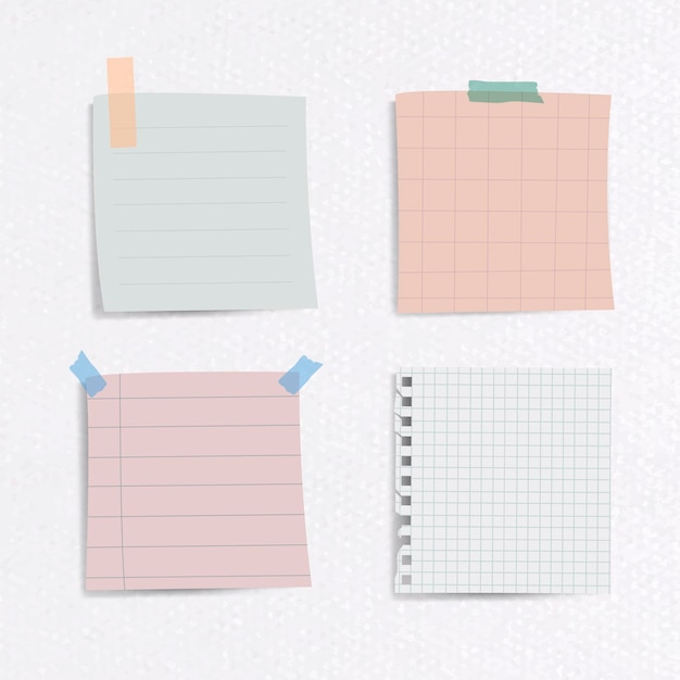 Set of notepaper on textured paper background vector