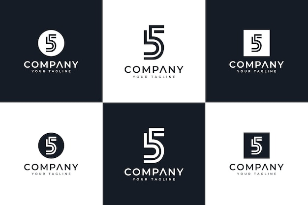 Set of number 5 logo creative design for all uses