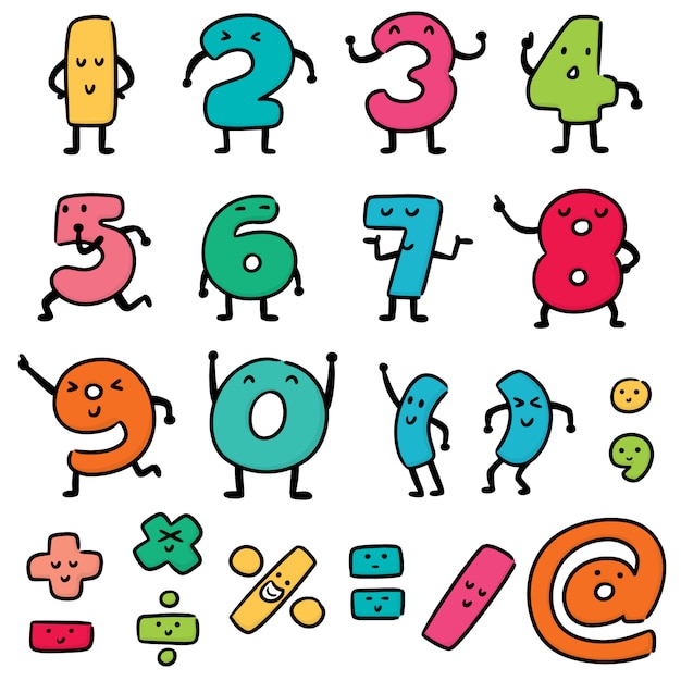 set of number cartoon