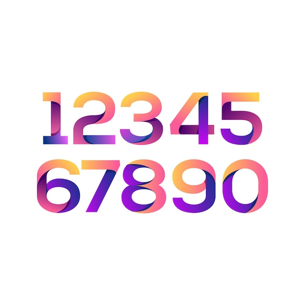 Set of number colorful gradient