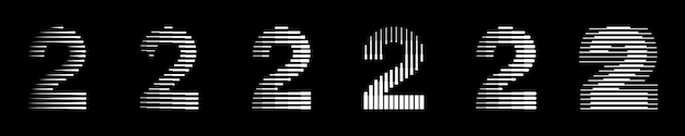 Vector set numbers two 2 logo lines abstract modern art vector illustration