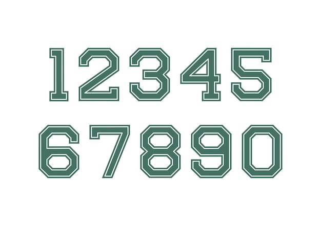 Vector set of numbers with green and white typography design elements.