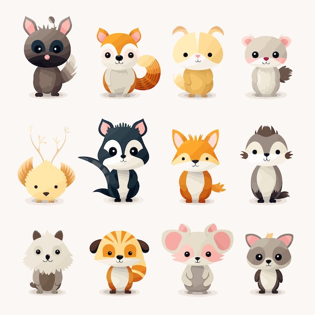 Vector set_of_mix_animal_character