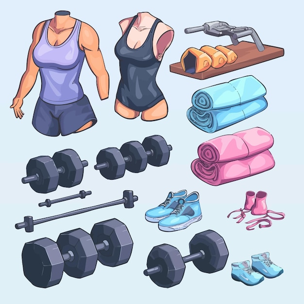 Vector set_of_sports_equipmentdumbbell