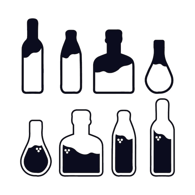 set off silhouette bottle illustration black