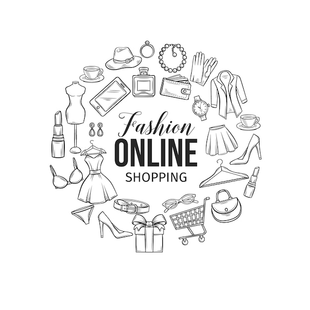 Set of online fashion shopping icons