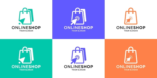 Set of online shop logo design. modern shop logo template