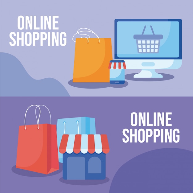 Set of online shopping illustrations