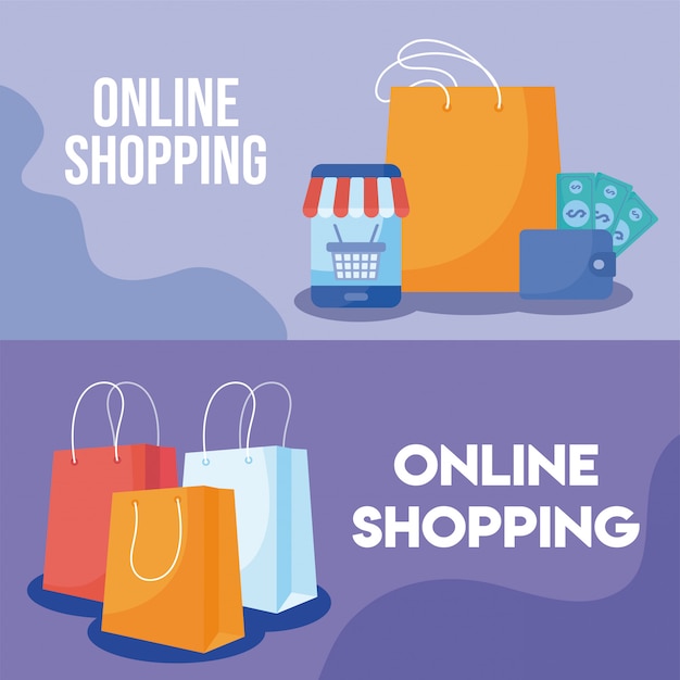 Set of online shopping illustrations