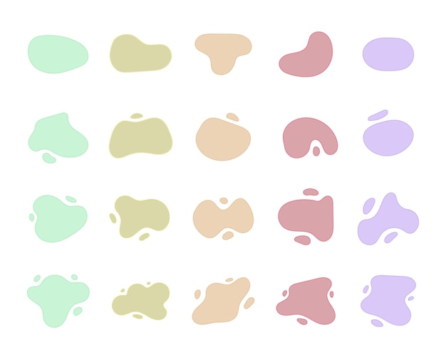 Set of Organic Blob Shapes Pastel Color