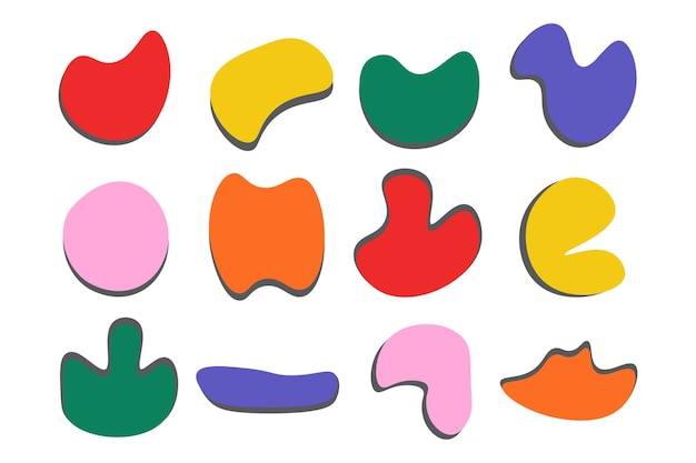 Set of organic colorful blob random shape