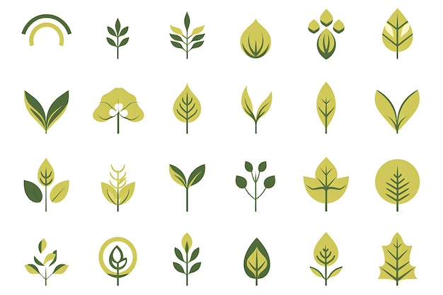 Set Organic Leaves Logo Collection