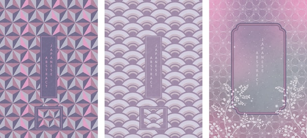 Set of oriental Japanese abstract seamless pattern