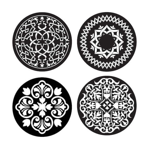 Set of Oriental silhouette ornament for laser cutting