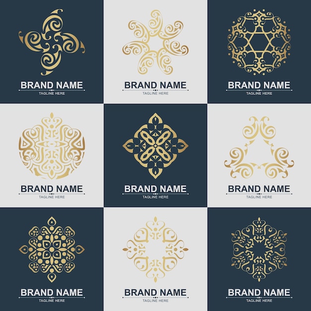 Set of ornament logo line art style luxury