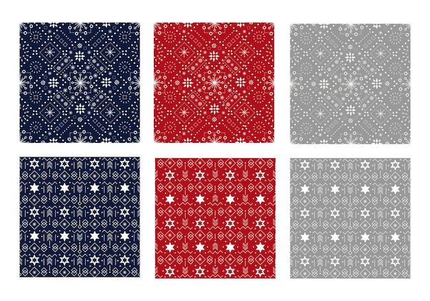 Set of Ornamental Christmas patterns Vector illustration