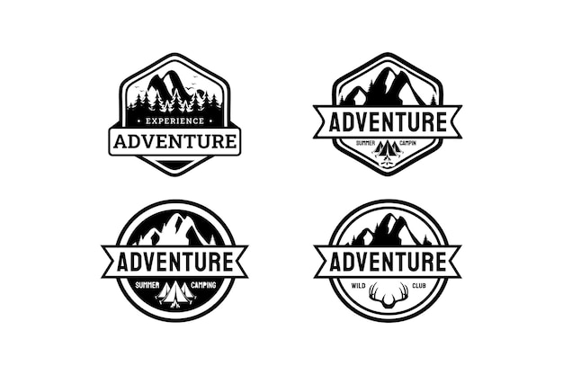 Set of outdoor adventure badges and hunting logo emblems