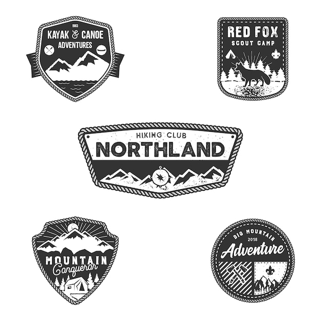 Set of outdoors badges