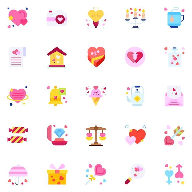 A set pack of Love icons set The collection includes for mobile app web design