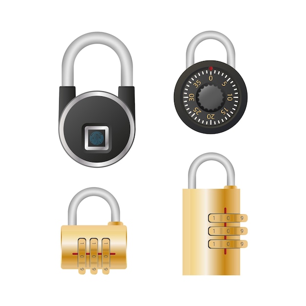 Vector set of padlocks. realistic padlocks vector.